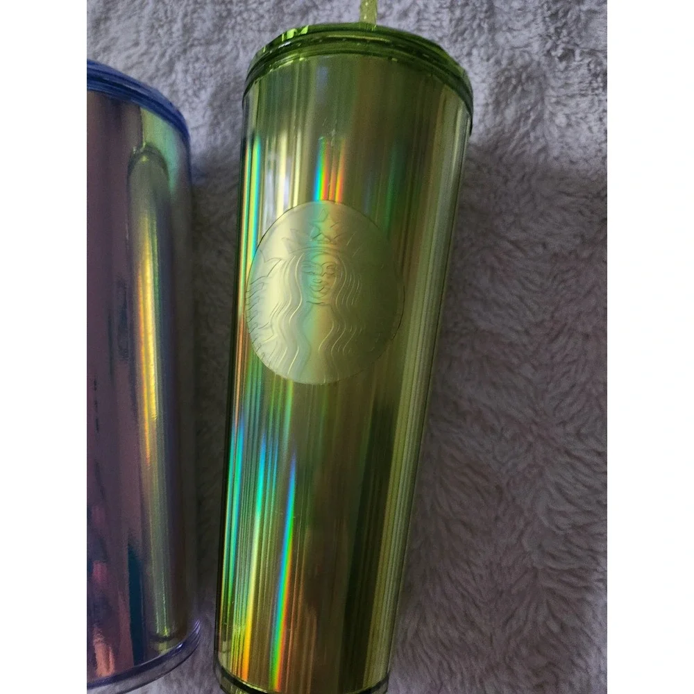 Starbucks Iridescent‎ Hologram Dome And Lime Green Dome Venti 24 Fl Oz Cold Cup